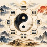 Bát quái xếp thành vòng tròn quanh biểu tượng âm dương